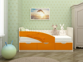 Дельфин-3 Кровать детская 3 ящика без ручек 1.6 Оранжевый глянец в Заринске - zarinsk.mebel54.com | фото