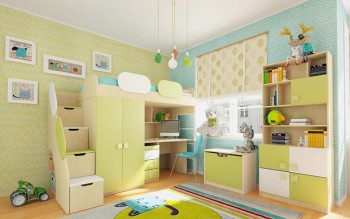 Детская комната Эппл (Зеленый/Белый/корпус Клен) в Заринске - zarinsk.mebel54.com | фото