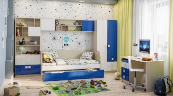 Детская комната Скай Люкс (Синий/Белый/корпус Клен) в Заринске - zarinsk.mebel54.com | фото