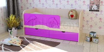 Друзья Кровать детская 2 ящика 1.6 Фиолетовый глянец в Заринске - zarinsk.mebel54.com | фото