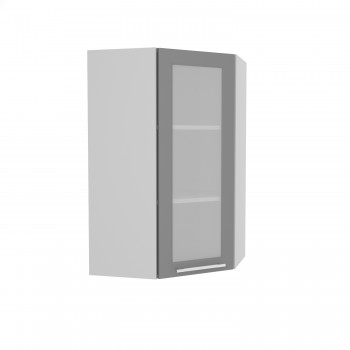 Гарда ВПУС 550 шкаф верхний угловой со стеклом высокий (Белый патина/корпус Серый) в Заринске - zarinsk.mebel54.com | фото