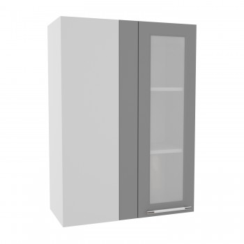 Гарда ВПУС 650 шкаф верхний угловой со стеклом высокий (Белый патина/корпус Серый) в Заринске - zarinsk.mebel54.com | фото
