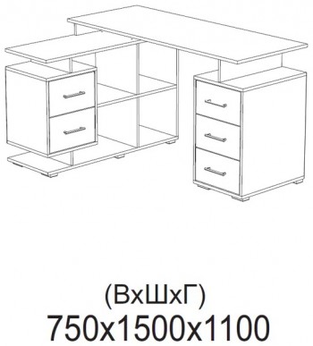 Компьютерный стол угловой СКМУ-3 белый в Заринске - zarinsk.mebel54.com | фото