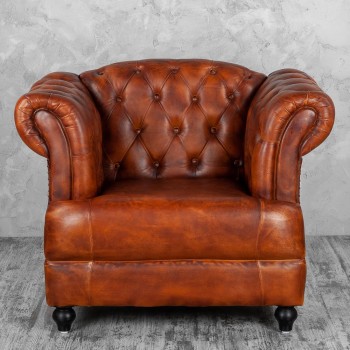 Кресло кожаное Лофт Честер-Нью (Коричневый, Рыжий) в Заринске - zarinsk.mebel54.com | фото