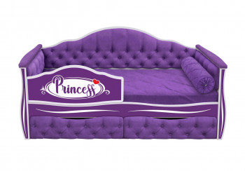 Кровать 160 серии Иллюзия 2 ящика 32 Фиолетовый (мягкие боковые накладки/подушка валик) в Заринске - zarinsk.mebel54.com | фото