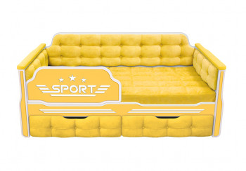 Кровать 160 серии Спорт 2 ящика 74 Жёлтый (мягкие боковые накладки) в Заринске - zarinsk.mebel54.com | фото