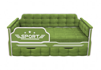Кровать 160 серии Спорт 2 ящика 76 Зелёный (мягкие боковые накладки) в Заринске - zarinsk.mebel54.com | фото