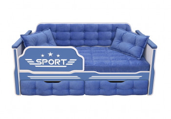 Кровать 160 серии Спорт 2 ящика 85 Синий (подушки) в Заринске - zarinsk.mebel54.com | фото