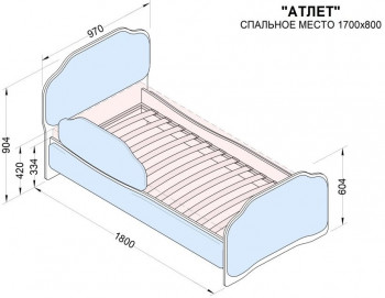 Кровать 170 Атлет 29 Синий (мягкий бортик) в Заринске - zarinsk.mebel54.com | фото