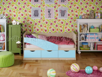 Кровать Бабочки 1,6м (Голубой матовый) в Заринске - zarinsk.mebel54.com | фото