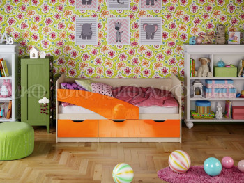Кровать Бабочки 1,6м (Оранжевый металлик) в Заринске - zarinsk.mebel54.com | фото