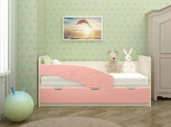Кровать Бабочки 1,6м (Розовый металлик) в Заринске - zarinsk.mebel54.com | фото