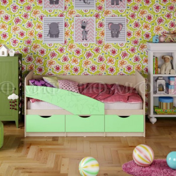 Кровать Бабочки 1,6м (Салат матовый) в Заринске - zarinsk.mebel54.com | фото