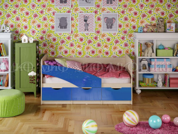 Кровать Бабочки 1,6м (Синий металлик) в Заринске - zarinsk.mebel54.com | фото