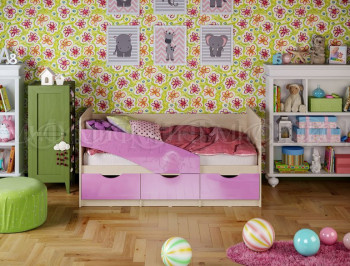 Кровать Бабочки 1,6м (Сиреневый металлик) в Заринске - zarinsk.mebel54.com | фото