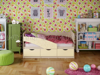 Кровать Бабочки 1,6м (Ваниль матовый) в Заринске - zarinsk.mebel54.com | фото