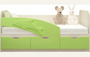Кровать детская 1,6м Дельфин (Салатовый металлик) в Заринске - zarinsk.mebel54.com | фото