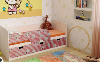 Кровать детская Минима Лего 1,86м с ящиками (дуб атланта/лиловый сад) в Заринске - zarinsk.mebel54.com | фото