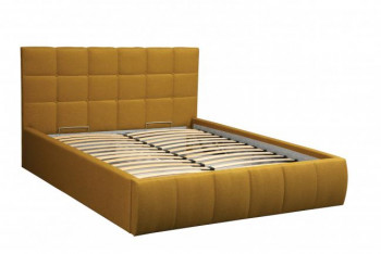 Кровать "Диана" ш. 1400 (Н=1010мм) (жаккард горчица) в Заринске - zarinsk.mebel54.com | фото