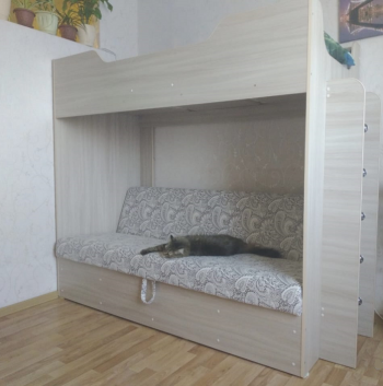 Кровать двухъярусная с диваном (Беленый дуб) в Заринске - zarinsk.mebel54.com | фото