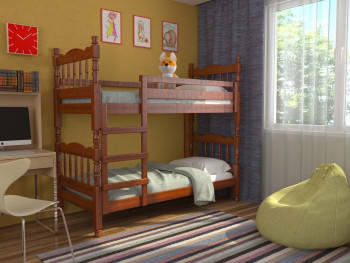 Кровать двухъярусная Соня из массива сосны 800*1890 Орех в Заринске - zarinsk.mebel54.com | фото