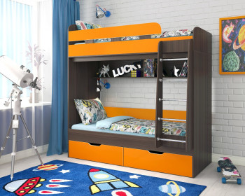 Кровать двухъярусная Юниор-5  Бодего/Оранжевый в Заринске - zarinsk.mebel54.com | фото
