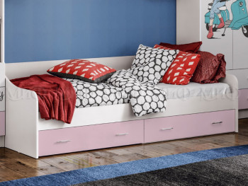 Кровать Fashion-1 Вега 0,9 м (Белый/Розовый) в Заринске - zarinsk.mebel54.com | фото