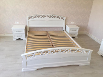 Кровать Грация-1 из массива сосны 900*2000 Белый античный в Заринске - zarinsk.mebel54.com | фото