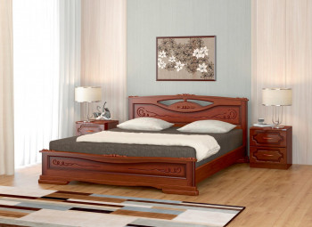 Кровать Карина-7 из массива сосны 1400*2000 Орех в Заринске - zarinsk.mebel54.com | фото