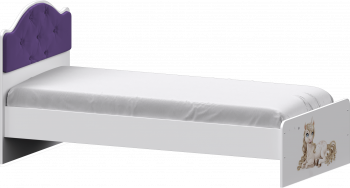 Кровать Каспер с мягкой спинкой и фотопечатью (800х1900)Белый/Фиолетовый в Заринске - zarinsk.mebel54.com | фото