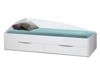 Кровать одинарная "Фея - 3" (асимметричная) (2000х900) New/(белый / белый / ДВПО белый) в Заринске - zarinsk.mebel54.com | фото