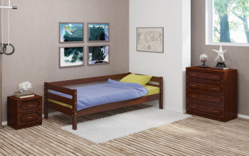 Кровать одинарная ГЛОРИЯ из массива сосны  900*2000 (Орех) в Заринске - zarinsk.mebel54.com | фото