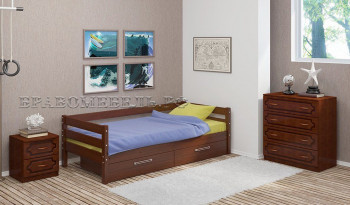 Кровать одинарная ГЛОРИЯ из массива сосны  900*2000 (Орех) в Заринске - zarinsk.mebel54.com | фото