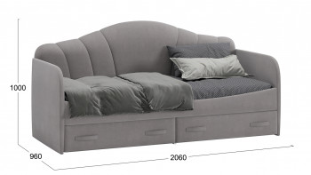 Кровать с мягкой спинкой и ящиками «Сабрина» 900 Светло-серый в Заринске - zarinsk.mebel54.com | фото