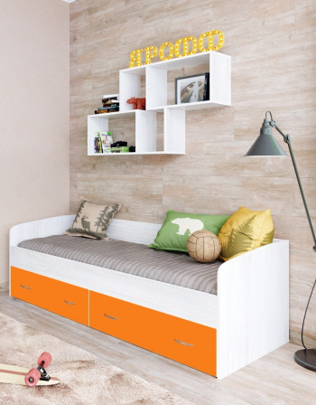 Кровать с выкатными ящиками Винтерберг/Оранжевый в Заринске - zarinsk.mebel54.com | фото