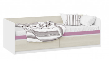 Кровать «Сканди» с 2 ящиками Дуб Гарден/Белый/Лиловый в Заринске - zarinsk.mebel54.com | фото