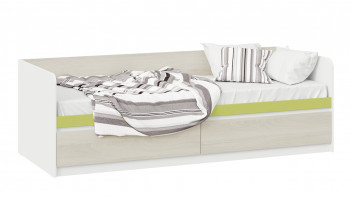 Кровать «Сканди» с 2 ящиками Дуб Гарден/Белый/Зеленый в Заринске - zarinsk.mebel54.com | фото