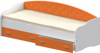 Кровать Софа-7 с мягкой спинкой (800х1900) Белый/Оранжевый в Заринске - zarinsk.mebel54.com | фото