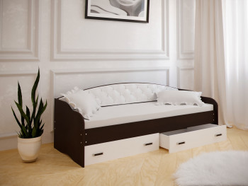 Кровать Софа-8 с мягкой спинкой (900х1900) Венге/ Белый в Заринске - zarinsk.mebel54.com | фото