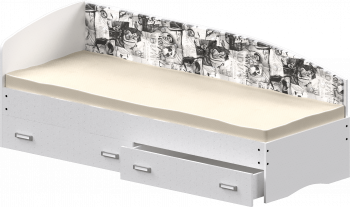 Кровать Софа-9 с мягкой спинкой с рисунком Милана (900х1900) Белый в Заринске - zarinsk.mebel54.com | фото