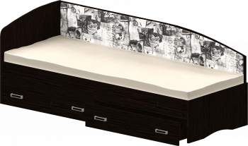 Кровать Софа-9 с мягкой спинкой с рисунком Милана (900х1900) Венге в Заринске - zarinsk.mebel54.com | фото