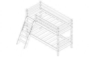 Кровать Соня вариант 12 низкая с наклонной лестницей Белый полупрозрачный в Заринске - zarinsk.mebel54.com | фото