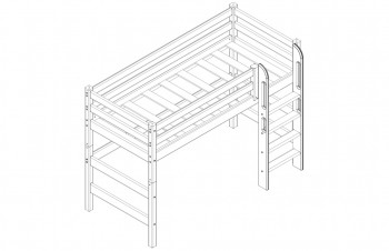 Кровать Соня вариант 5 полувысокая с прямой лестницей белый полупрозрачный в Заринске - zarinsk.mebel54.com | фото