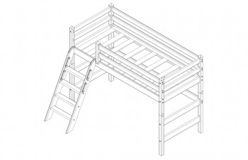 Кровать Соня вариант 6 полувысокая с наклонной лестницей Белый полупрозрачный в Заринске - zarinsk.mebel54.com | фото