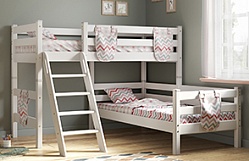 Кровать Соня вариант 8 угловая с наклонной лестницей Белый полупрозрачный в Заринске - zarinsk.mebel54.com | фото