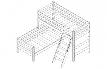 Кровать Соня вариант 8 угловая с наклонной лестницей Лаванда в Заринске - zarinsk.mebel54.com | фото