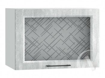 Либерти Шкаф верхний горизонтальный со стеклом ШВГС 609 (Холст грей/корпус белый) в Заринске - zarinsk.mebel54.com | фото