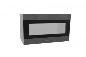 Лофт ПГСФ 600 шкаф верхний горизонтальный со стеклом и фотопечатью (Бетон темный/корпус Серый) в Заринске - zarinsk.mebel54.com | фото