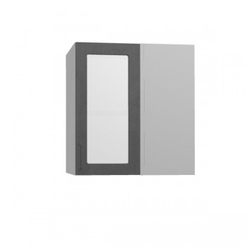 Лофт ПУС 650 шкаф верхний угловой со стеклом (Бетон темный/корпус Серый) в Заринске - zarinsk.mebel54.com | фото