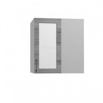 Лофт ПУС 650 шкаф верхний угловой со стеклом (Дуб цикорий/корпус Серый) в Заринске - zarinsk.mebel54.com | фото